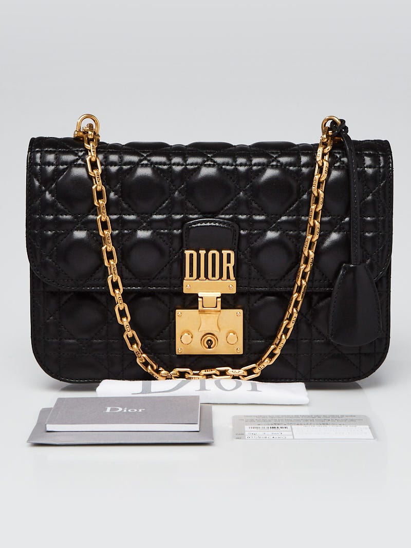 Christian Dior Black Cannage Quilted Lambskin Leather DiorAddict
