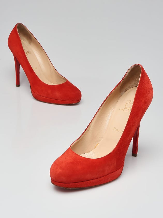Christian Louboutin Red Suede New Simple 120 Pumps Size 8.5/39