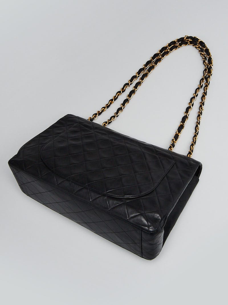 Chanel Black Quilted Lambskin Leather Classic Maxi Jumbo XL Flap