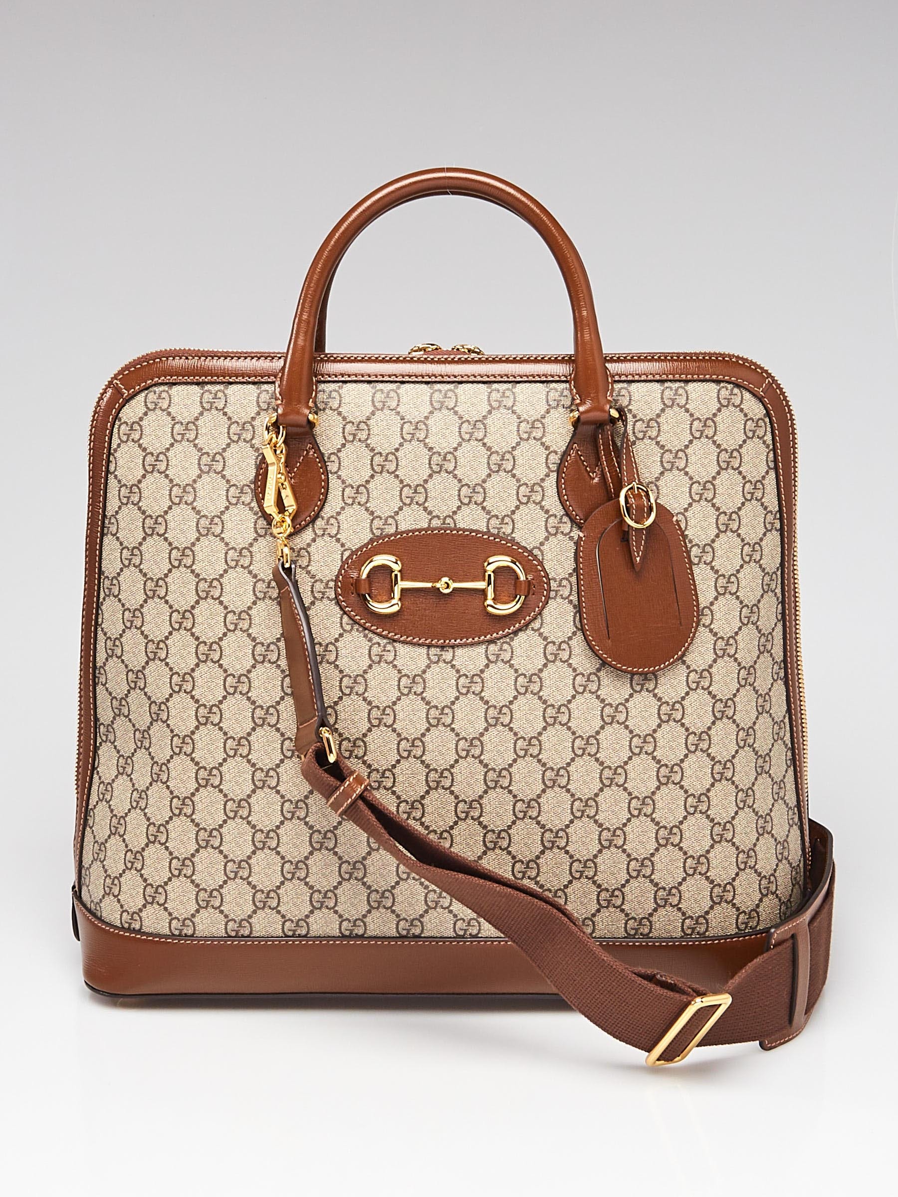 Gucci Beige/Ebony GG Coated Canvas 1955 Horsebit Duffle Bag