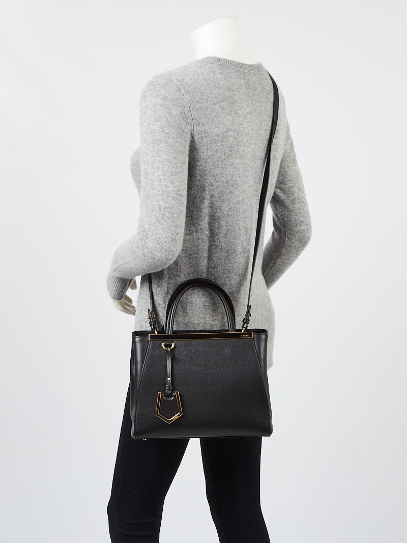 Fendi Black Saffiano Leather Petite Sac 2jours Elite Tote Bag