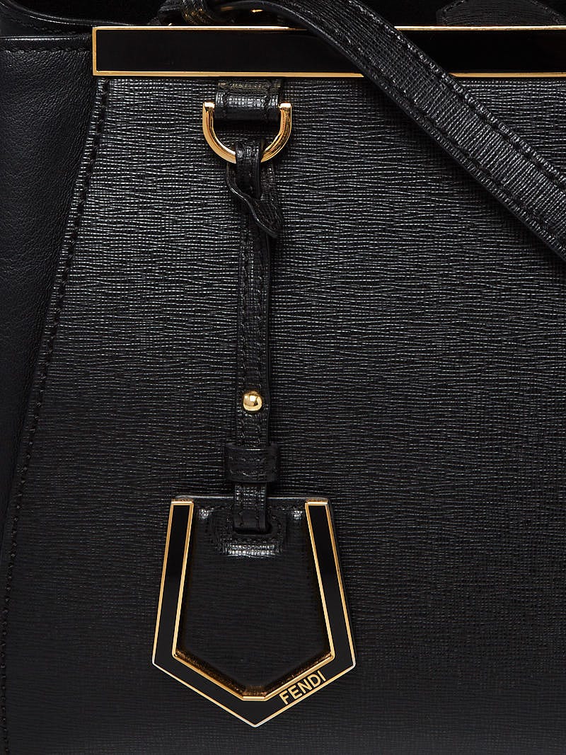 Fendi Black Saffiano Leather Petite Sac 2jours Elite Tote Bag
