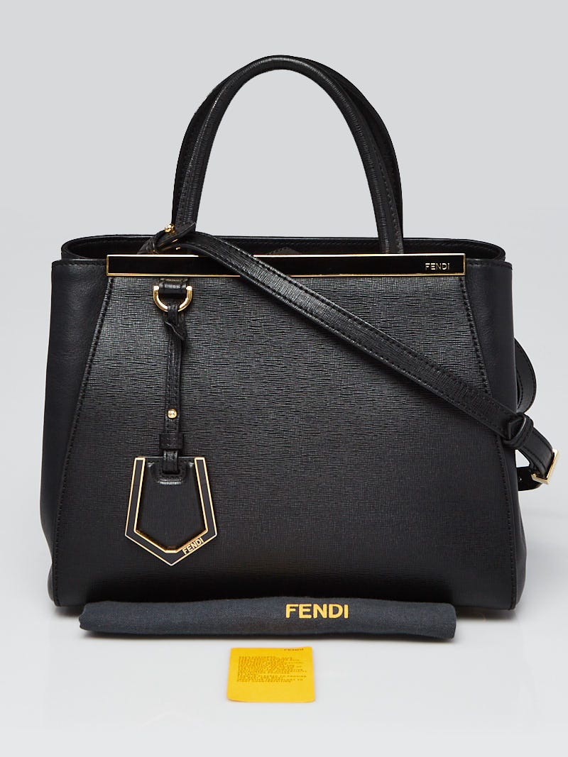 Fendi Black Saffiano Leather Petite Sac 2jours Elite Tote Bag