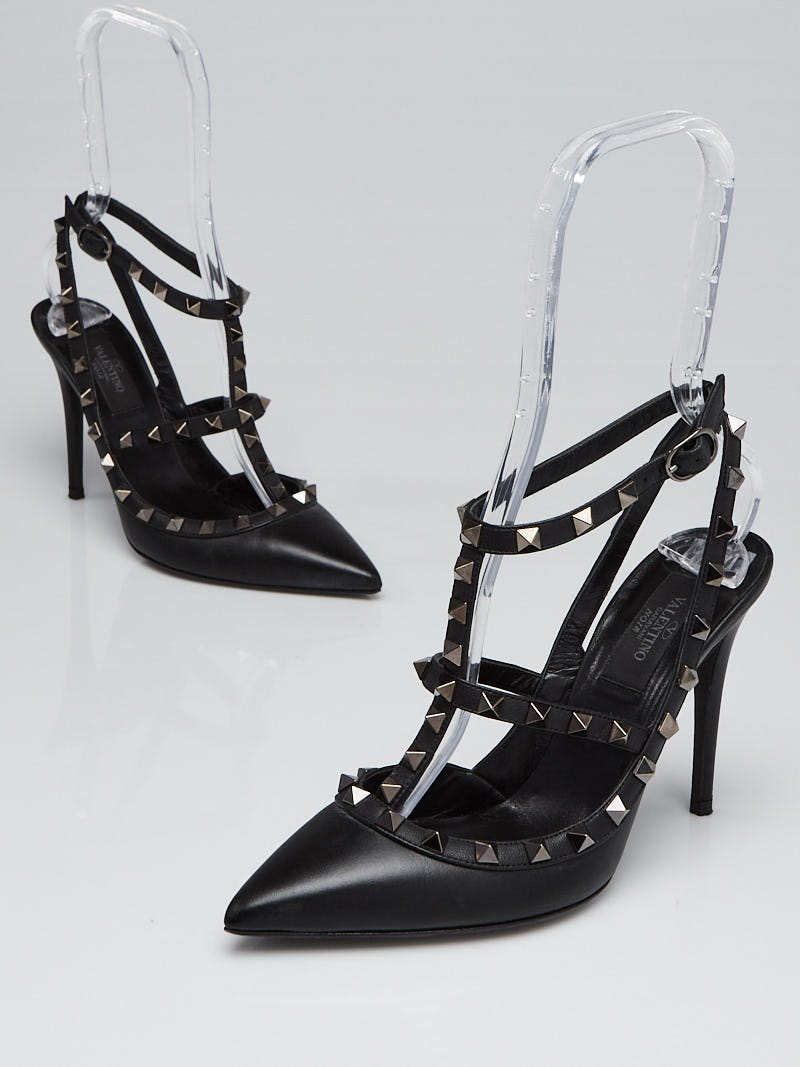Valentino Black Leather Rockstud Noir Pumps Size 7/37.5