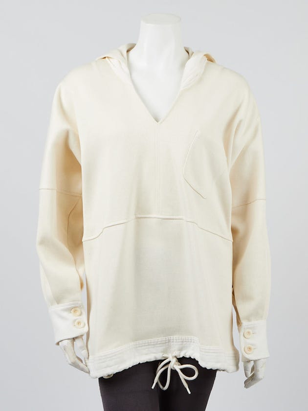 Chloe White Cotton Oversized Pull-Over Hooded Sweater Size 2/34