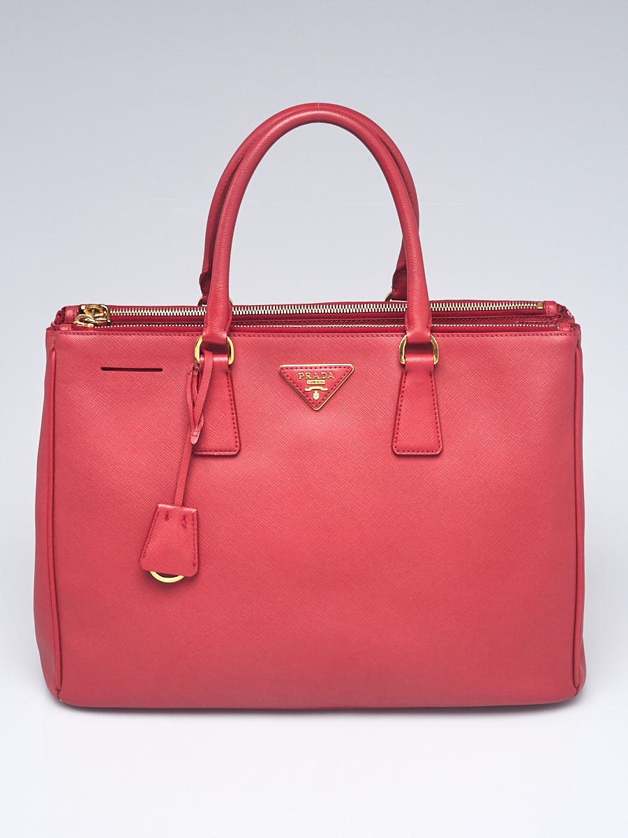 Prada Red Saffiano Lux Leather Double Zip Large Tote Bag BN1786 - Yoogi's  Closet