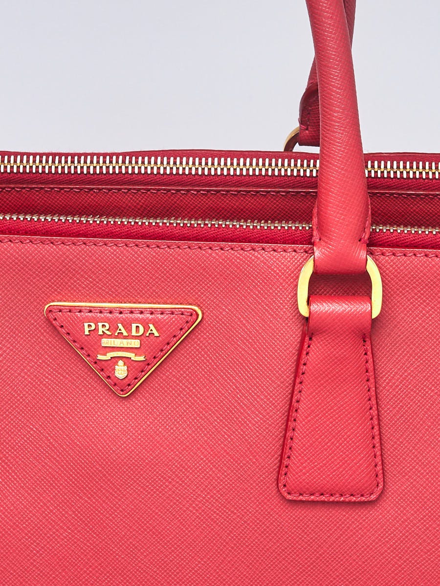 Prada Red Saffiano Lux Leather Double Zip Large Tote Bag BN1786 - Yoogi's  Closet