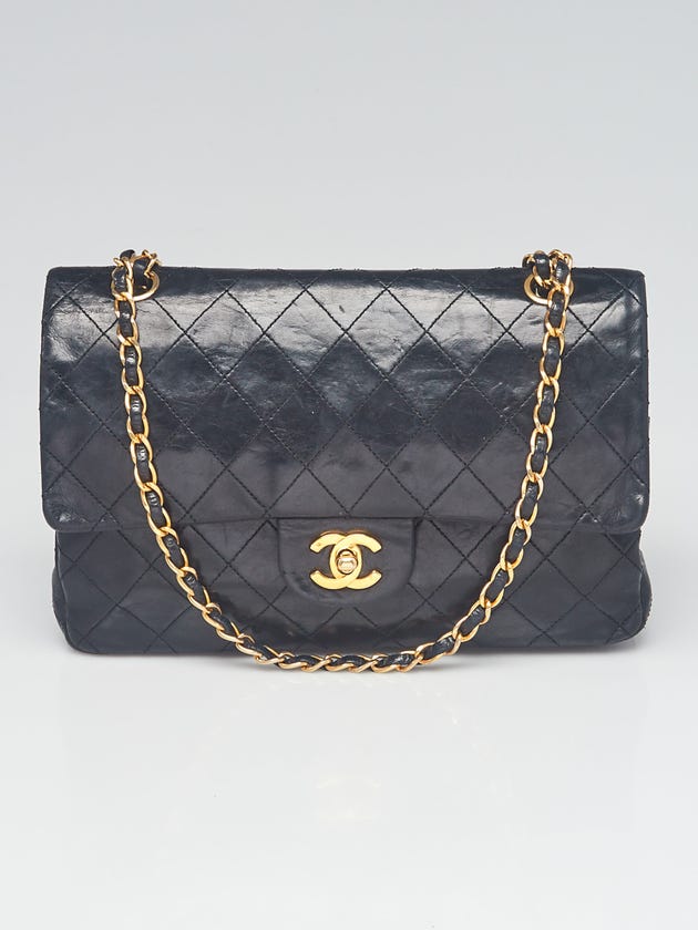 Chanel Black Quilted Lambskin Leather Classic Medium Double Flap Bag