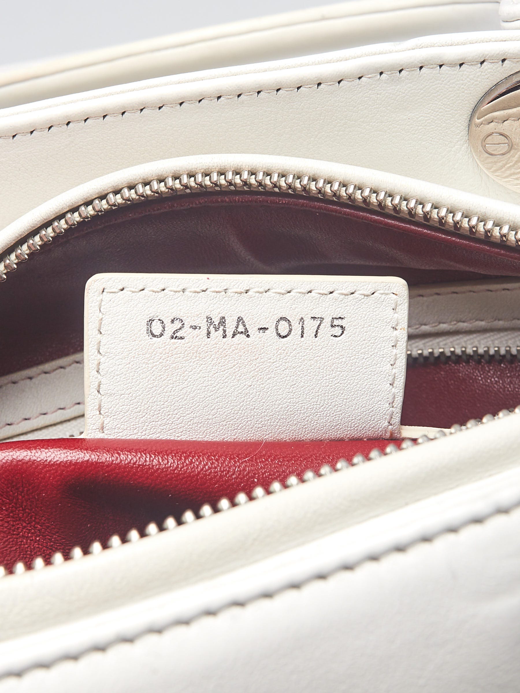 Christian Dior White Embossed Calfskin Leather Paradise Medium