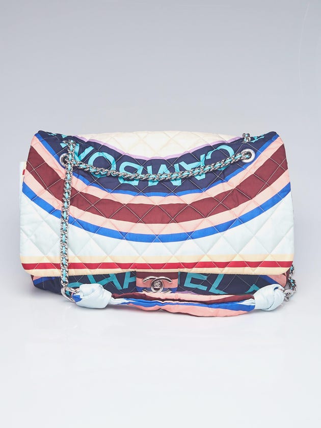 Chanel Multicolor Quilted Printed Fabric Foulard XL Flap Bag