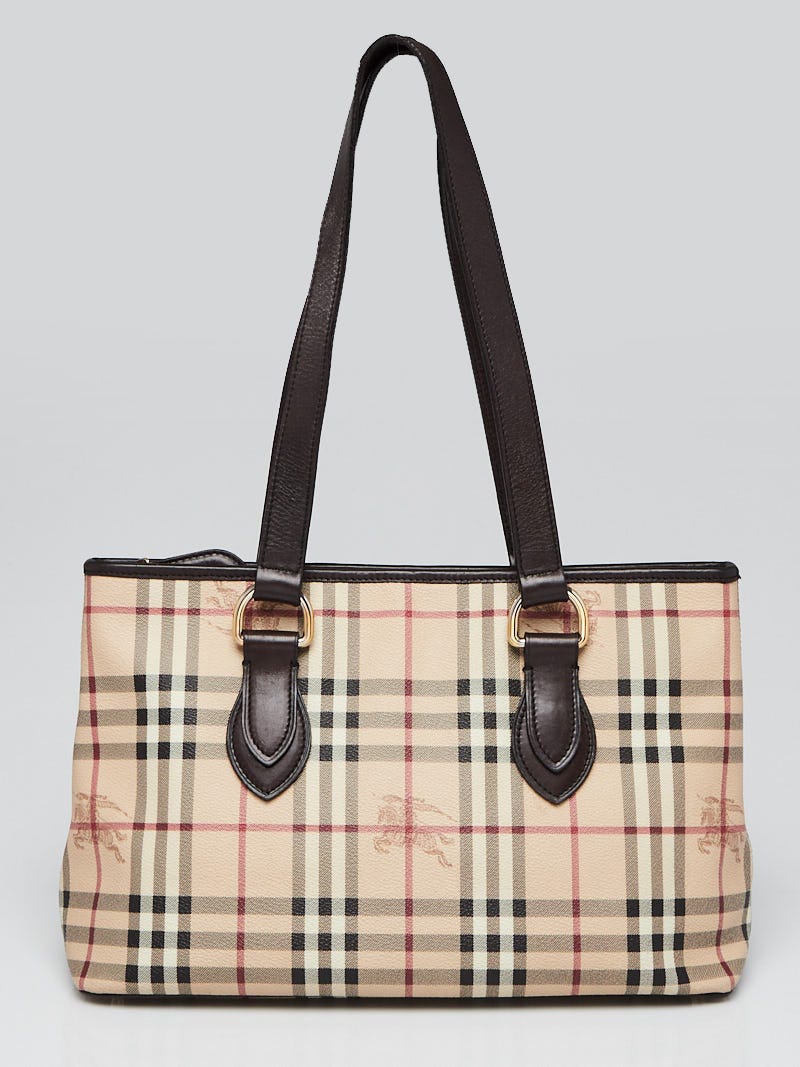 Burberry Medium Canvas Check Tote Bag in Brown