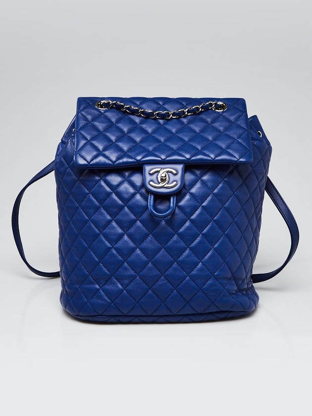 Chanel Blue Quilted Lambskin Leather Large Urban Spirit Backpack Bag