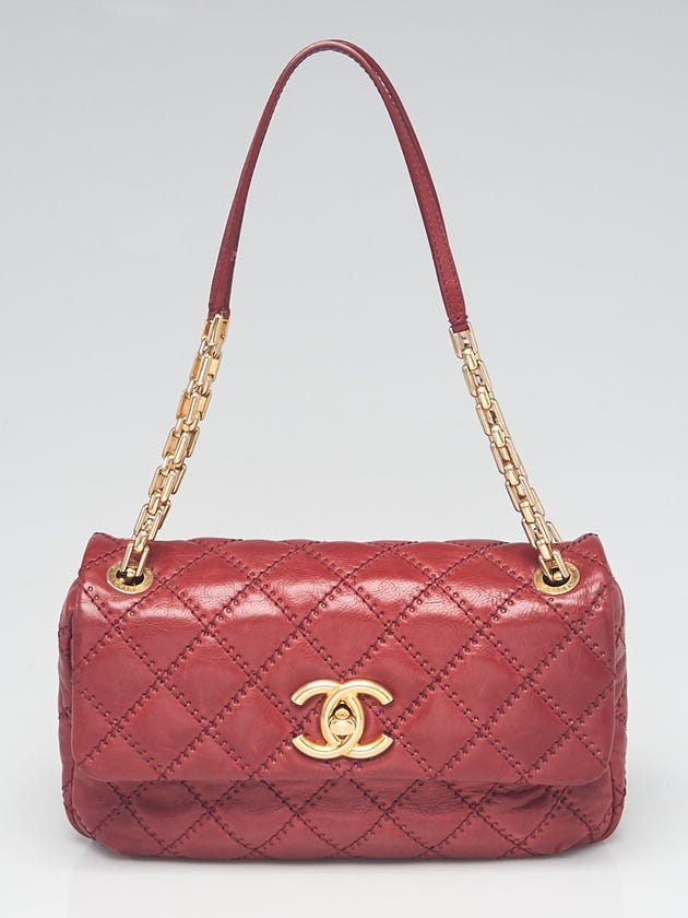 Chanel Red Quilted Leather Retro Chain Flap Bag