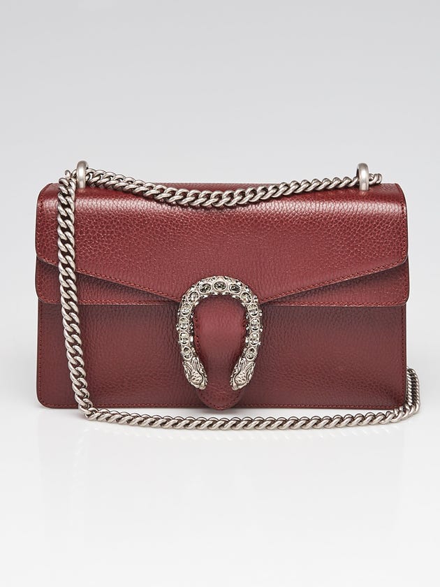 Gucci Burgundy Pebbled Leather Dionysus Small Shoulder Bag