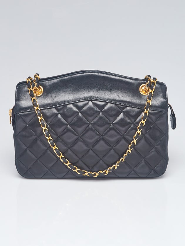 Chanel Black Quilted Lambskin Leather Tote Bag