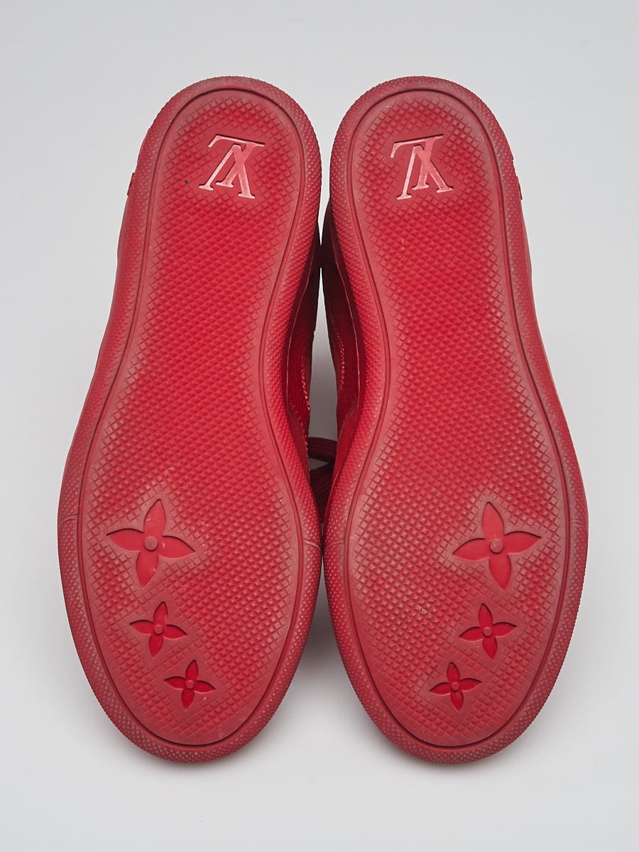 Louis Vuitton Red Leather And Embossed Monogram Suede Millenium