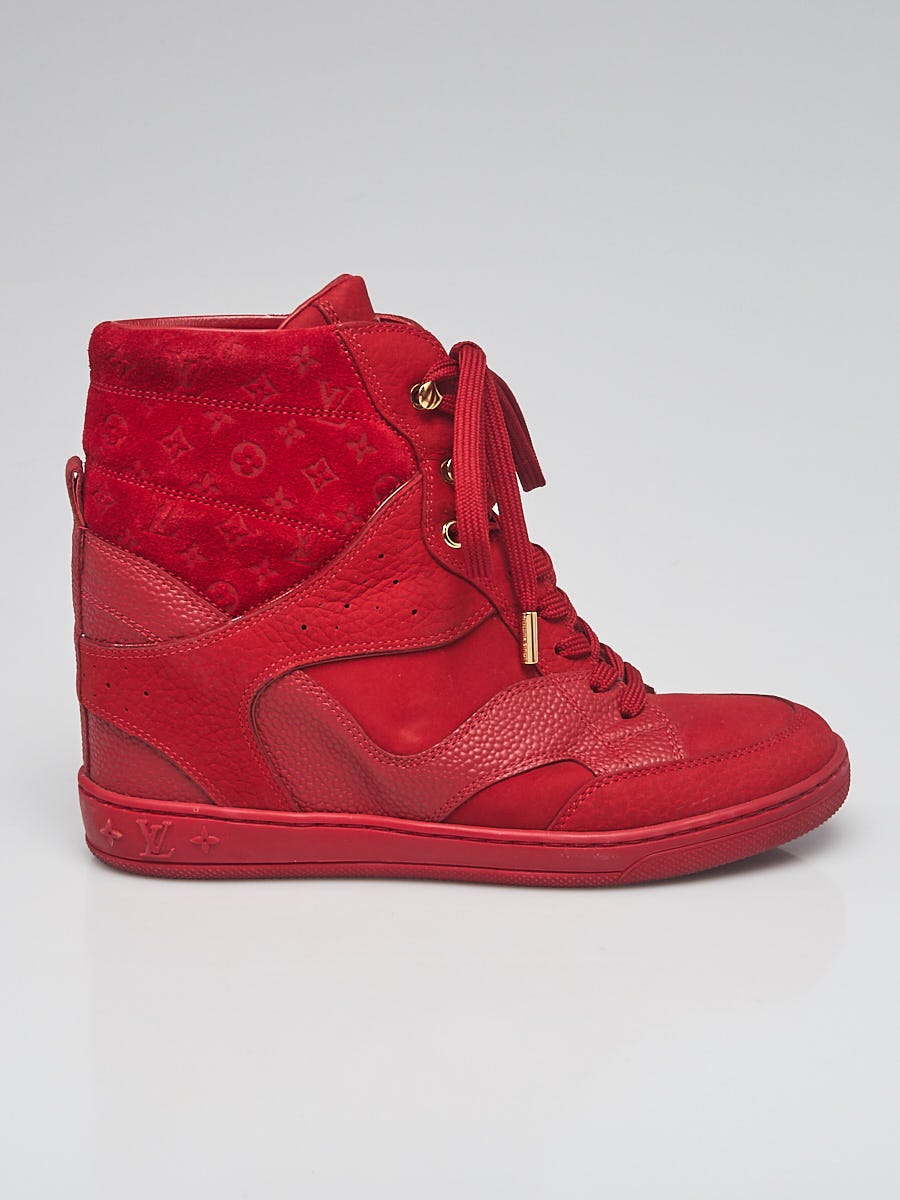 Louis Vuitton Red Leather/Suede Millennium Wedge Sneakers Size 5.5/36 -  Yoogi's Closet