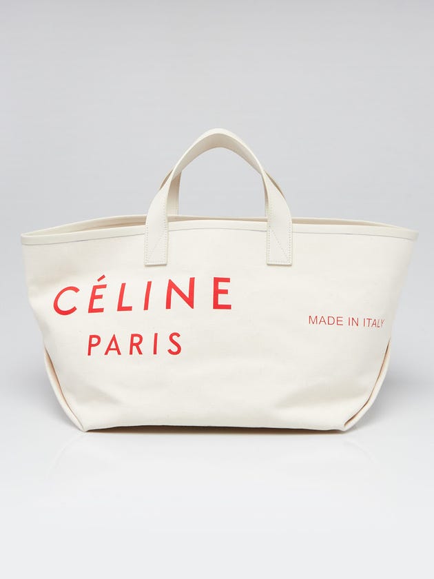 Celine Beige Canvas Made In Small Tote Bag