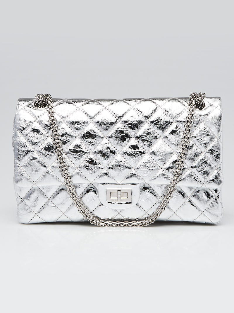 Chanel Silver 2.55 Reissue Quilted Classic Lambskin Leather 226 Flap Bag - Yoogi's  Closet