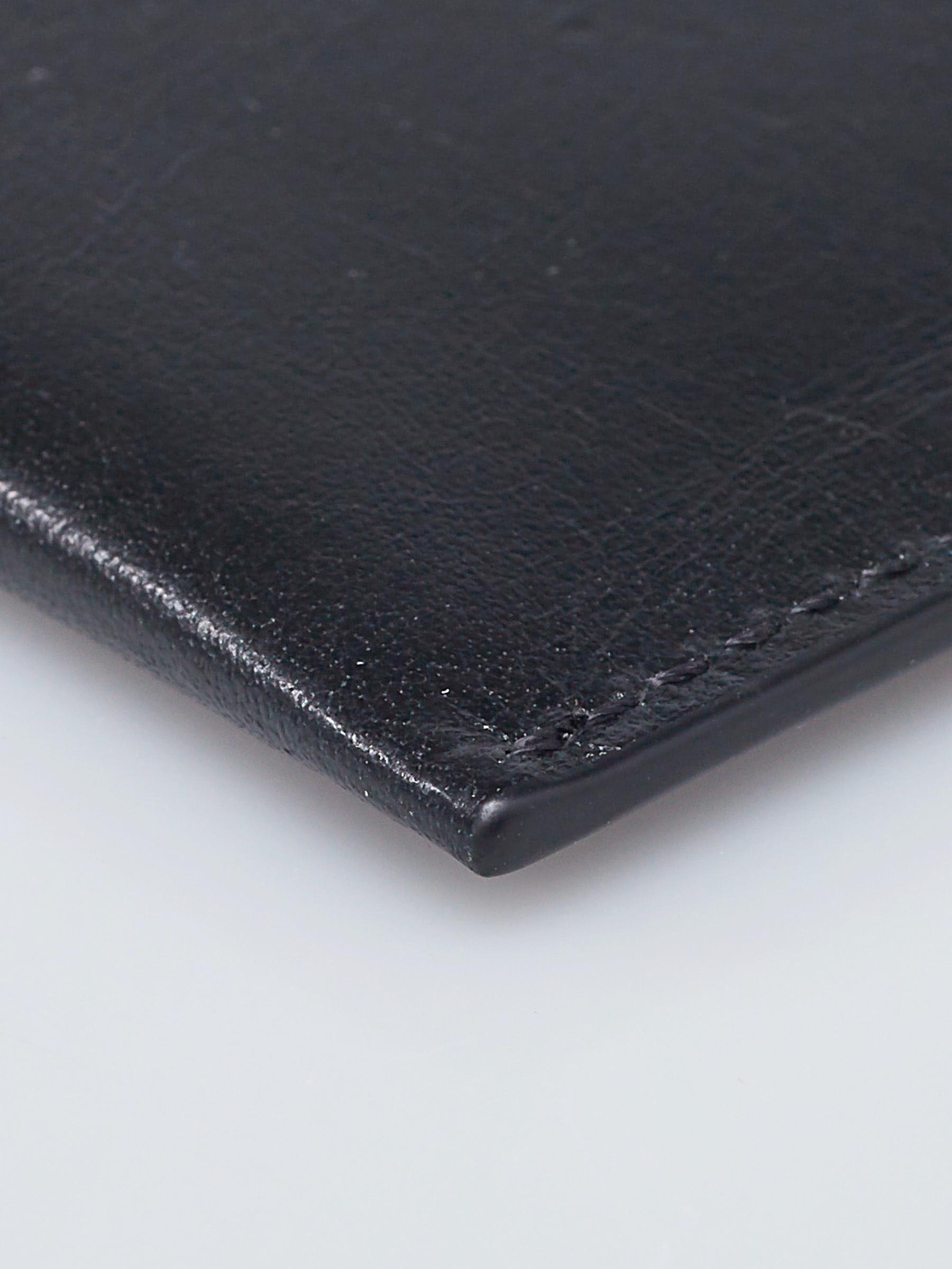 Burberry Black Pebbled Leather Money Clip Card Case - Yoogi's Closet