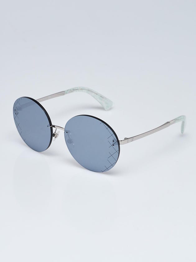 Chanel Silver Metal and Black Tinted Shield Sunglasses-4216