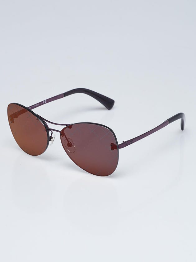 Chanel Purple Metal and Black Tinted Shield Sunglasses-4218