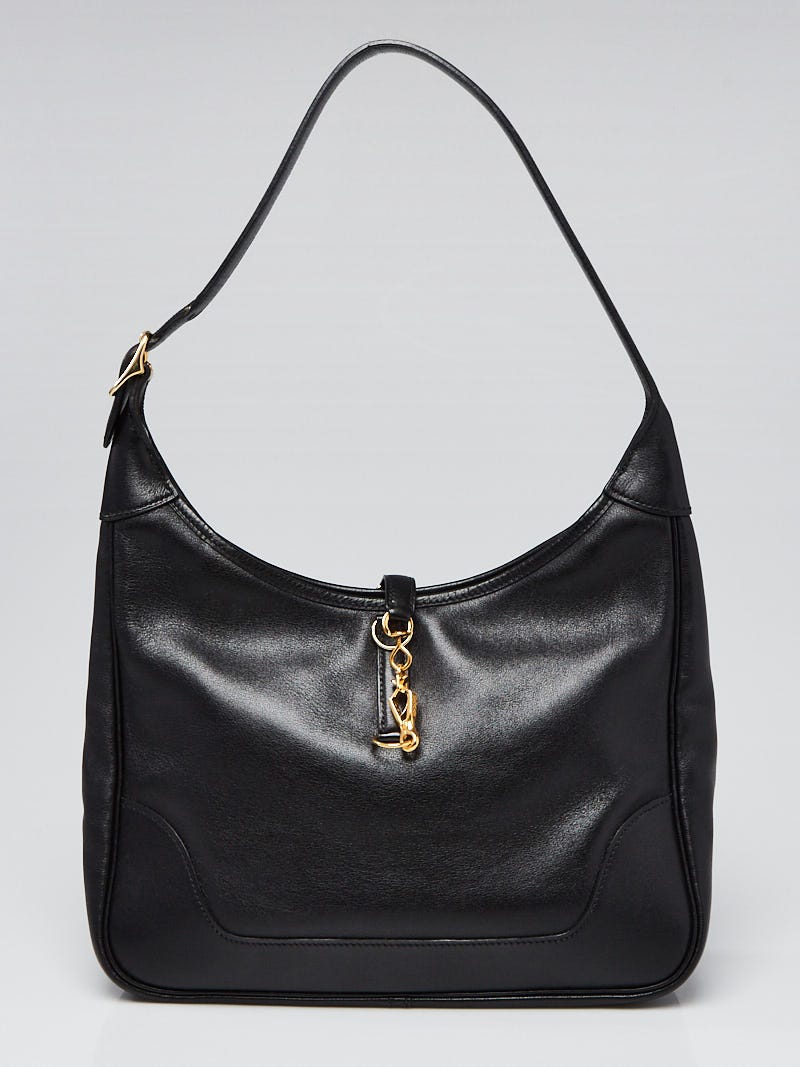 Hermes 31cm Black Barenia Leather Trim II Bag - Yoogi's Closet