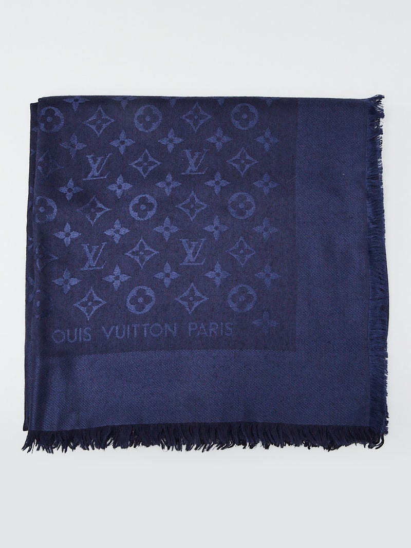 LOUIS VUITTON  Lv Logo Monogram Oversize Shawl Scarf / Wrap, Blue