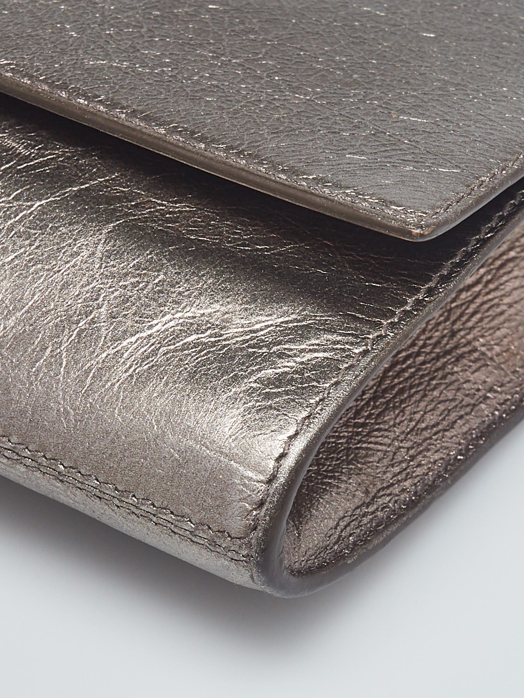 Yves Saint Laurent Silver Metallic Leather Belle du Jour