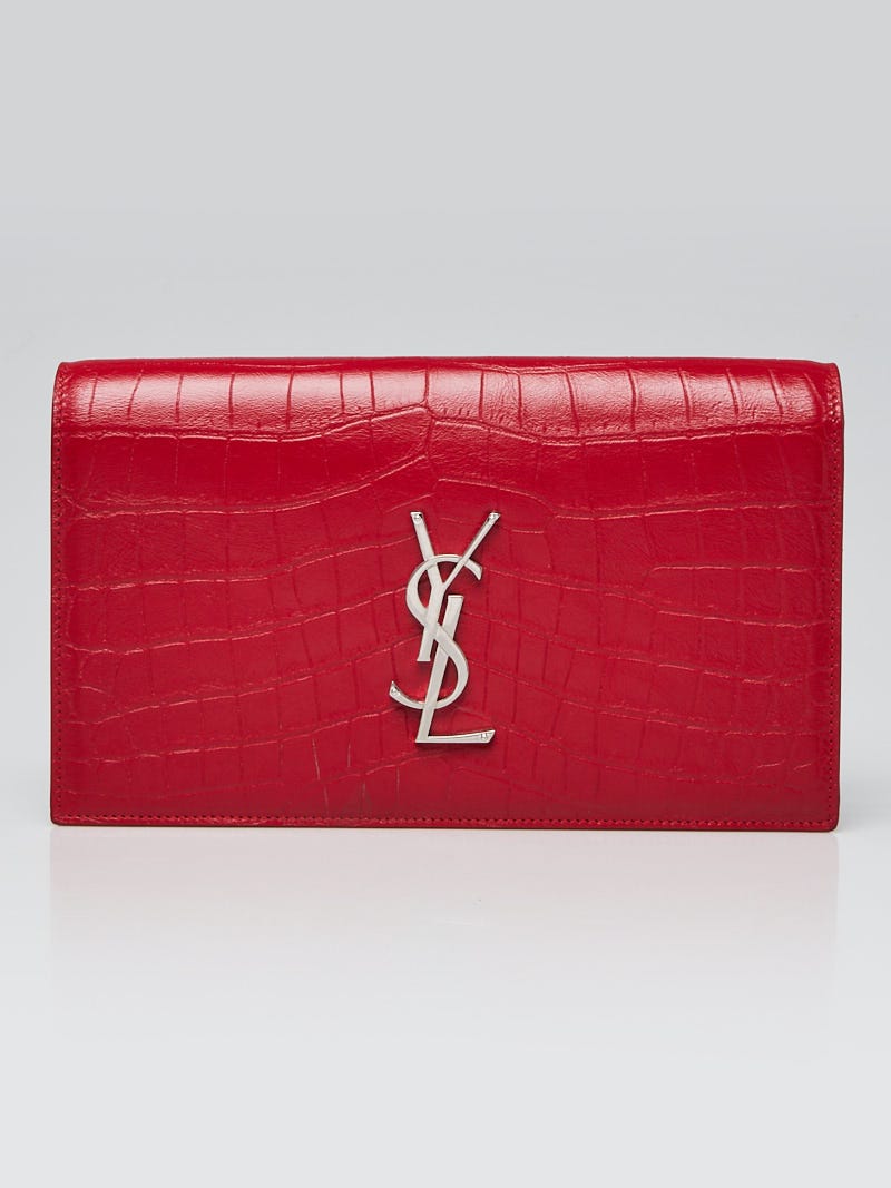 YVES SAİNT LAURENT (YSL) LARGE COLLEGE BAG CAVİAR RED SILVER ACCESSORİES