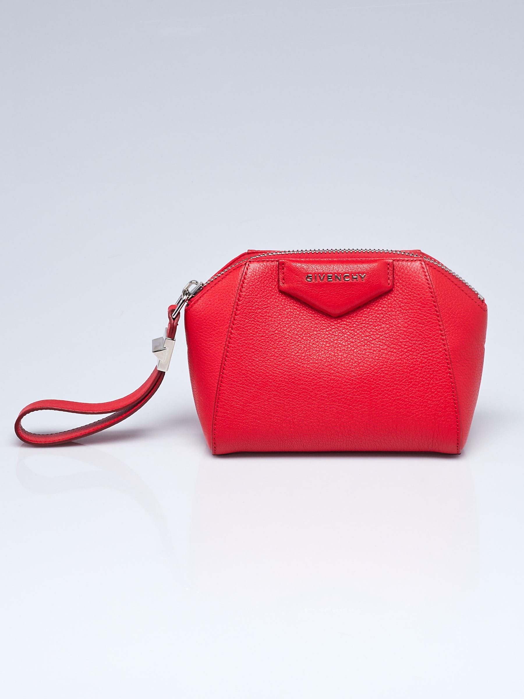 Givenchy Red Sugar Goatskin Leather Antigona Wristlet Bag - Yoogi's Closet