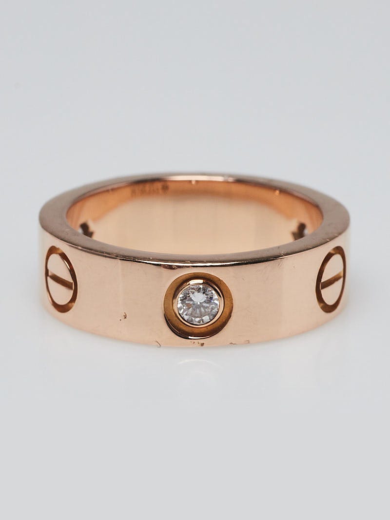 Cartier 18k Rose Gold and 3 Diamond LOVE Ring Size 5.25 50