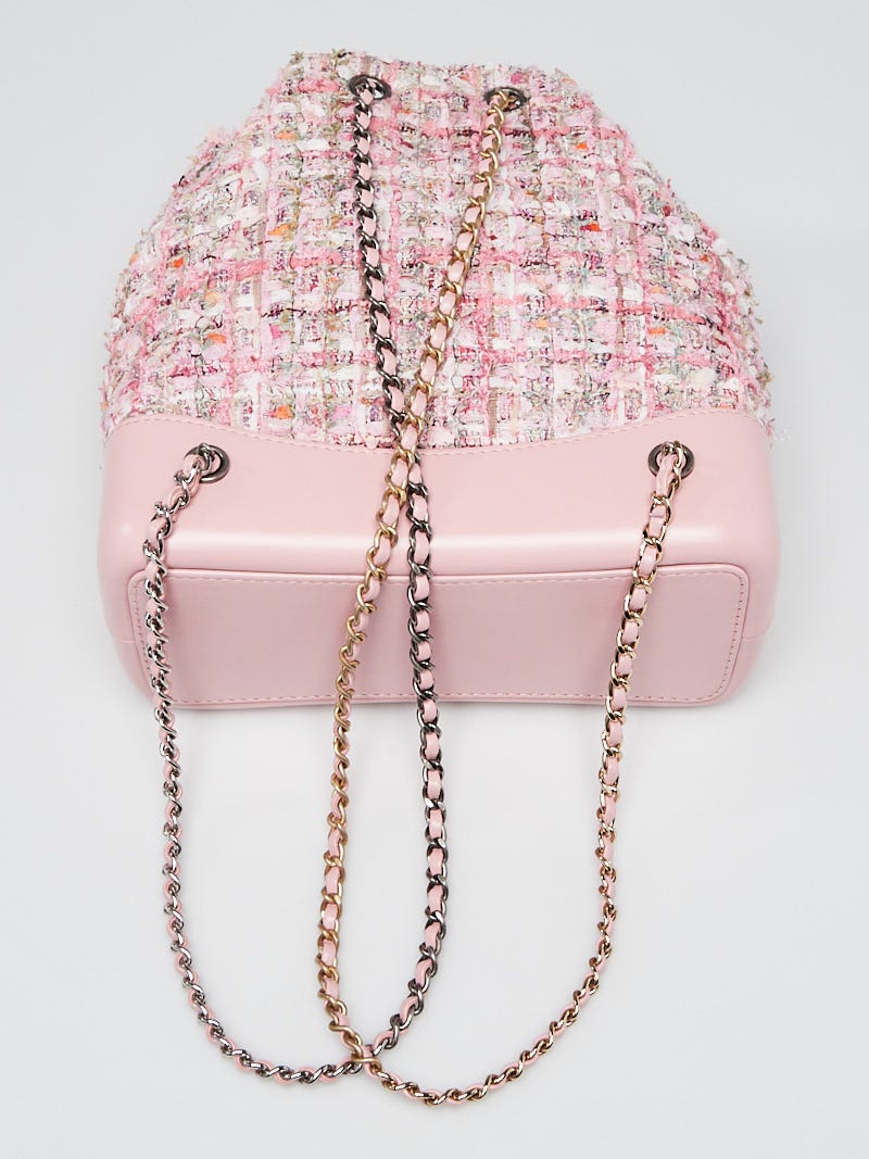 Chanel Pink Tweed/Leather Gabrielle Small Backpack Bag - Yoogi's