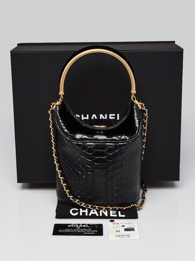 Chanel Black Python Top Handle Chic Bucket Bag | Yoogi's Closet
