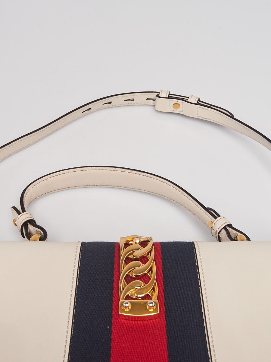 Gucci White Smooth Leather Calfskin Leather Vintage Web
