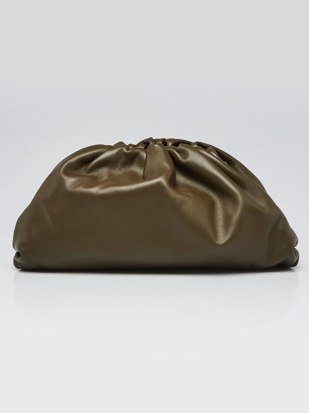 Bottega Veneta Mustard Green Calfskin Leather The Pouch Clutch Bag