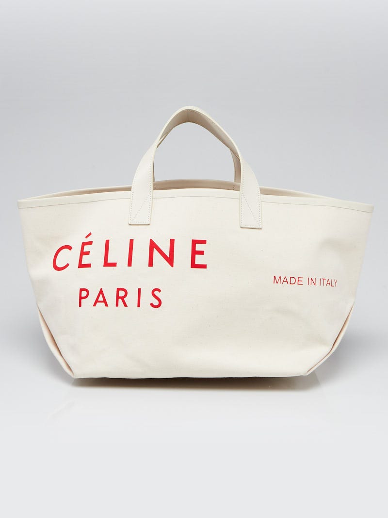 Celine - Authenticated Made in Tote Bag Handbag - Cotton White Plain for Women, Very Good Condition