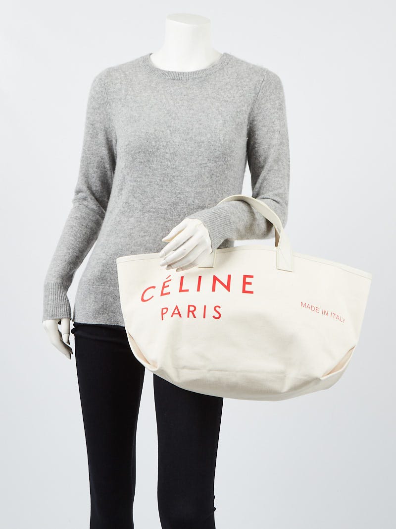 Céline Beige Canvas Made In Small Tote Bag