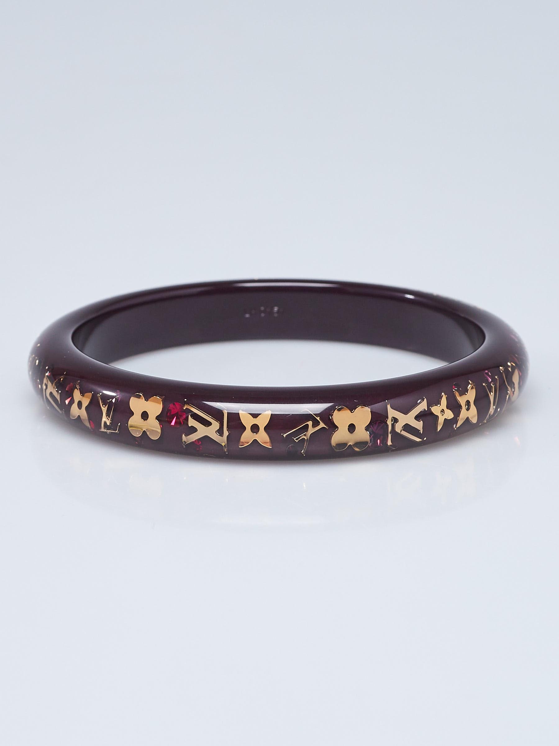 Auth Louis Vuitton Monogram Rhinestone Inclusion Bracelet Black/Gold/Clear  Used