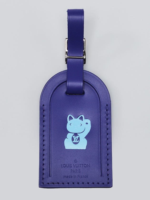Louis Vuitton Purple Leather Cat Stamped Luggage Tag