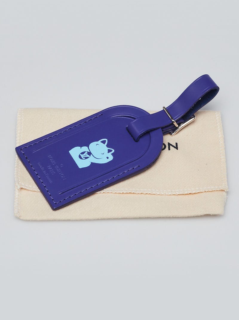 Louis Vuitton Purple Leather Cat Stamped Luggage Tag - Yoogi's Closet