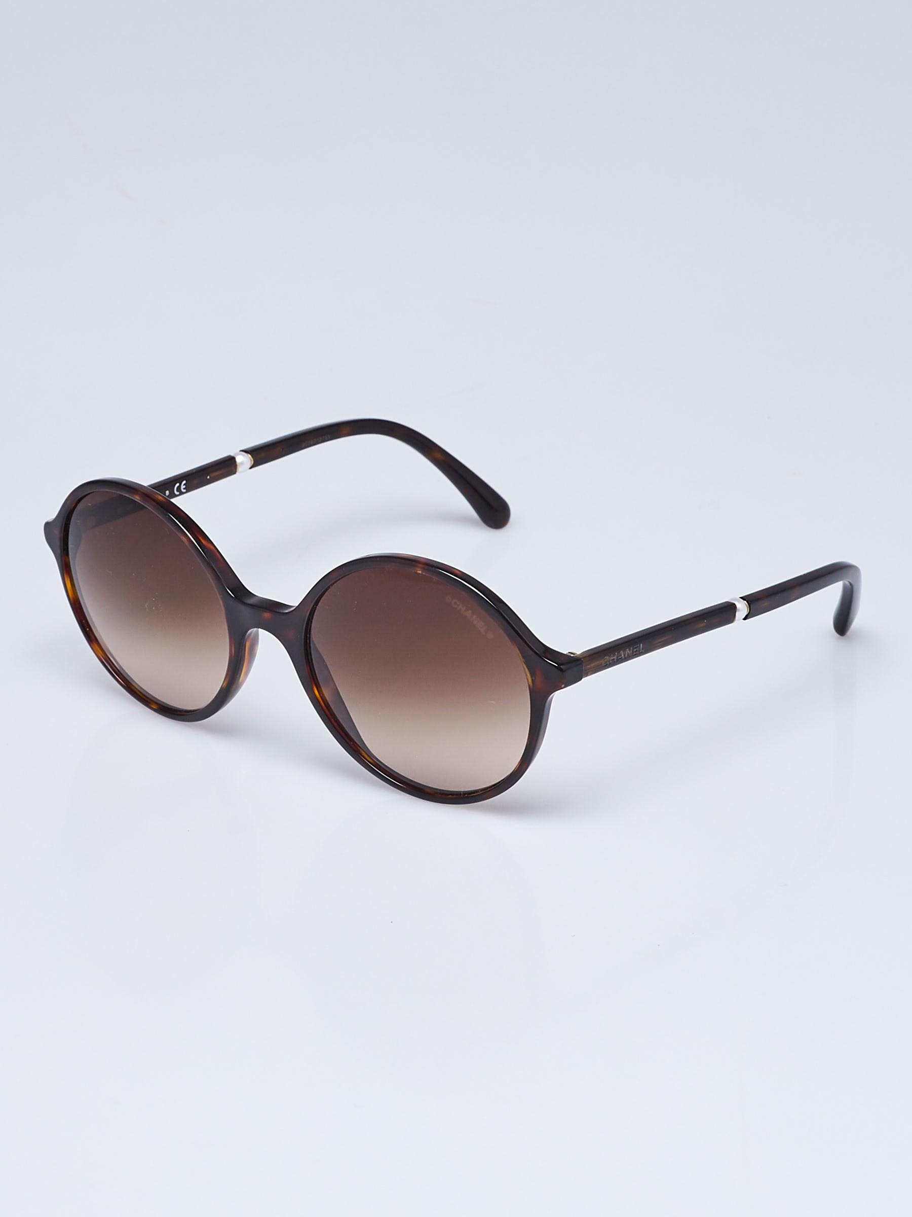 Chanel Brown Tortoise Shell Acetate Round Pearl Sunglasses - 5391 - Yoogi's  Closet