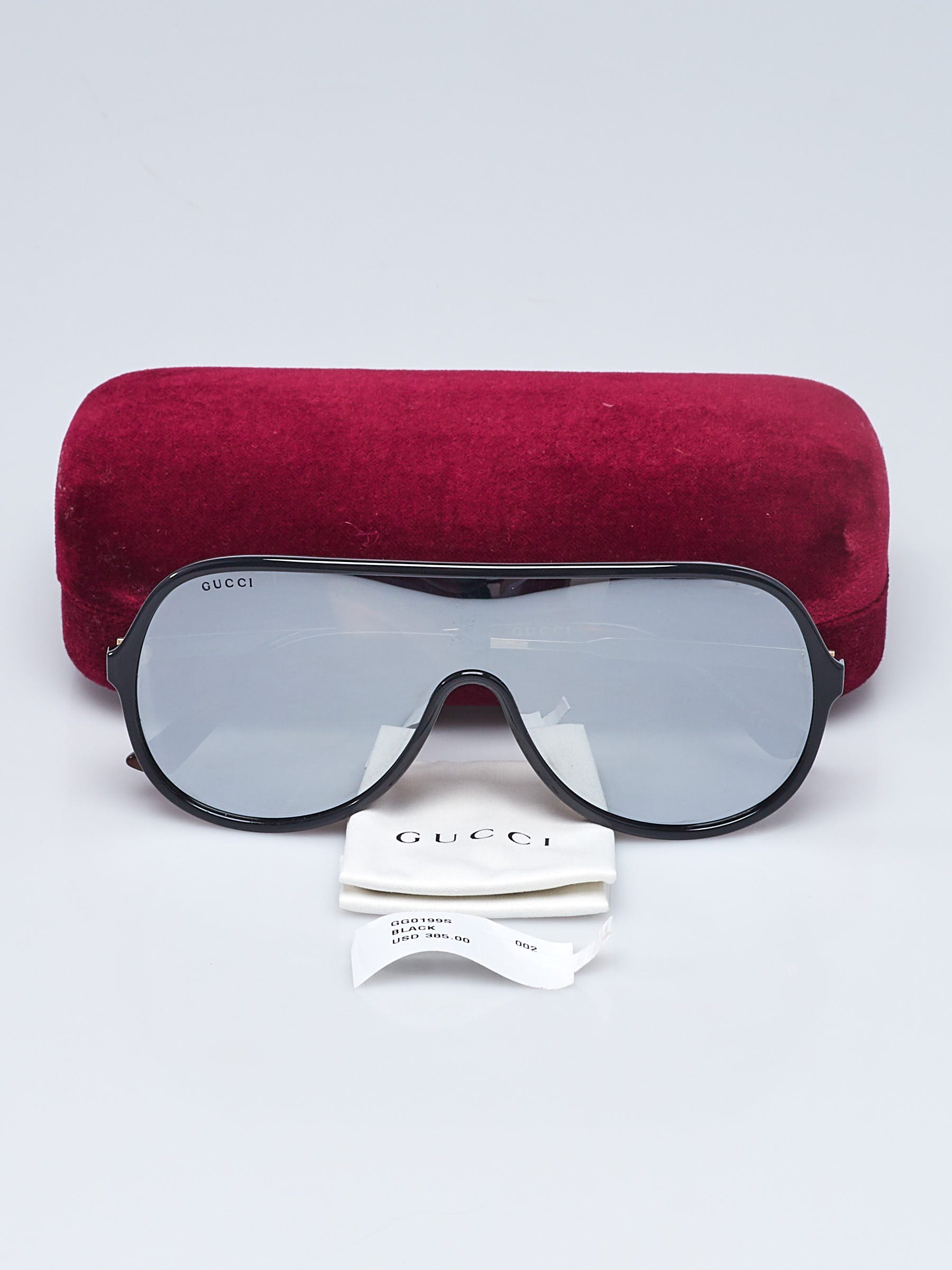 Definition side Logisk Gucci Black Acetate Frame Mirrored Lens Aviator Sunglasses GG0199S -  Yoogi's Closet
