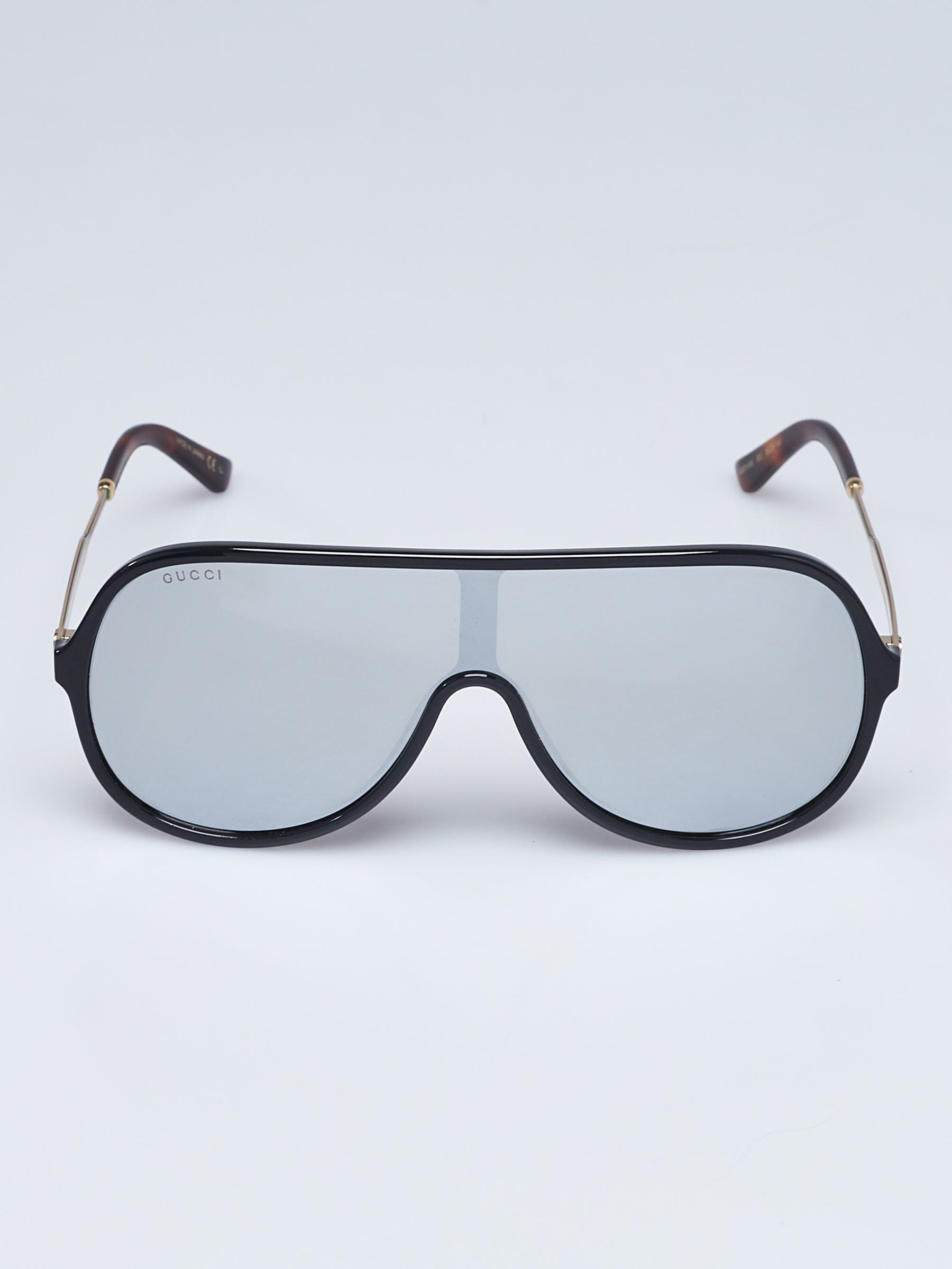 Gucci Black Frame Mirrored Lens Aviator Sunglasses GG0199S - Yoogi's Closet