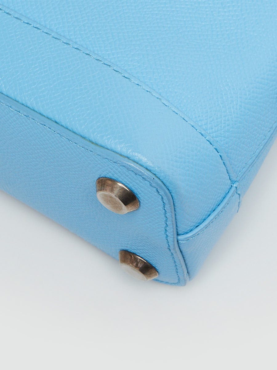 BALENCIAGA FLAGS ハーフジップスウェット 水色 Balenciaga Light Blue Pebbled Leather Ville XXS Logo