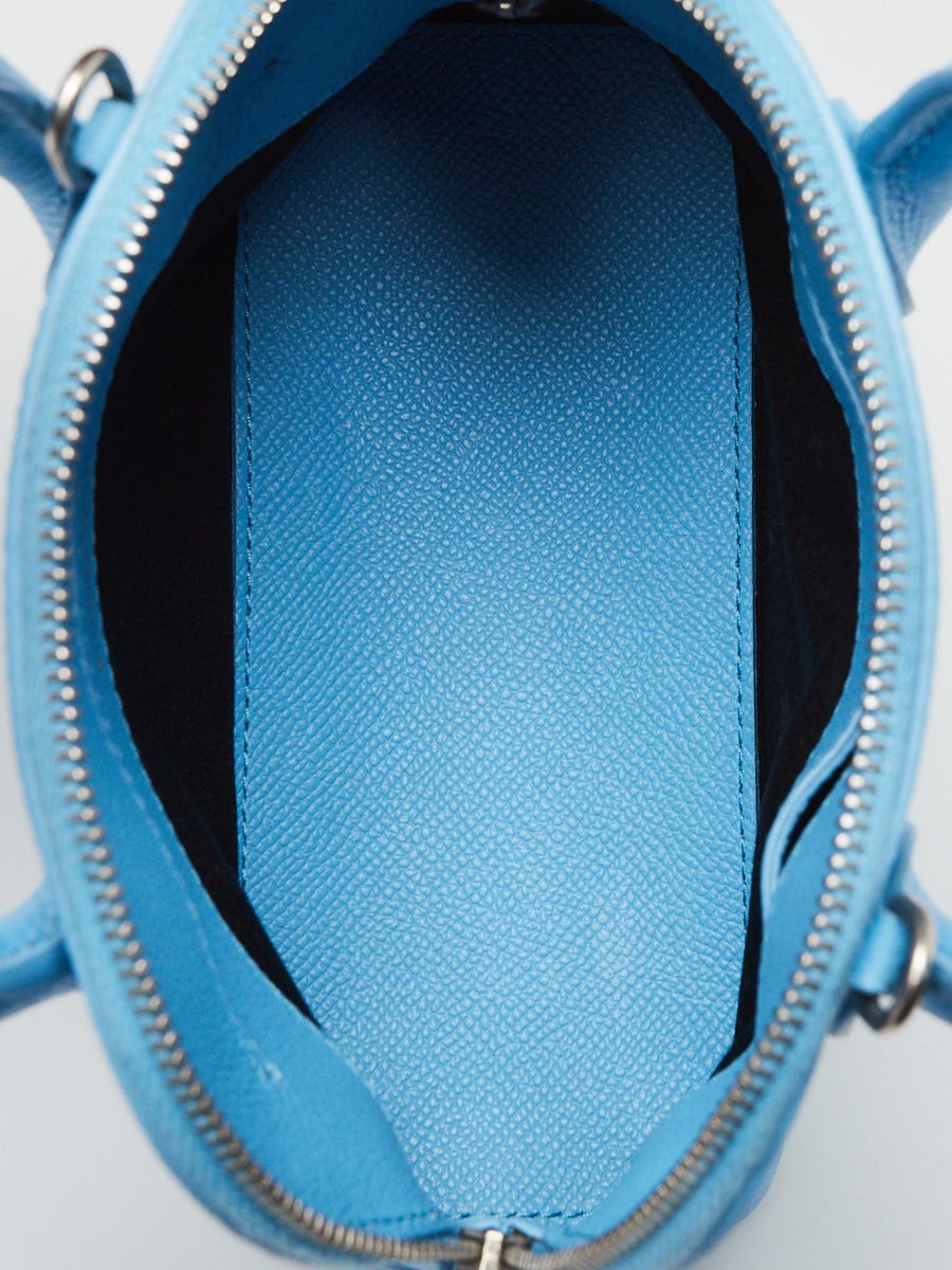 BALENCIAGA FLAGS ハーフジップスウェット 水色 Balenciaga Light Blue Pebbled Leather Ville XXS Logo