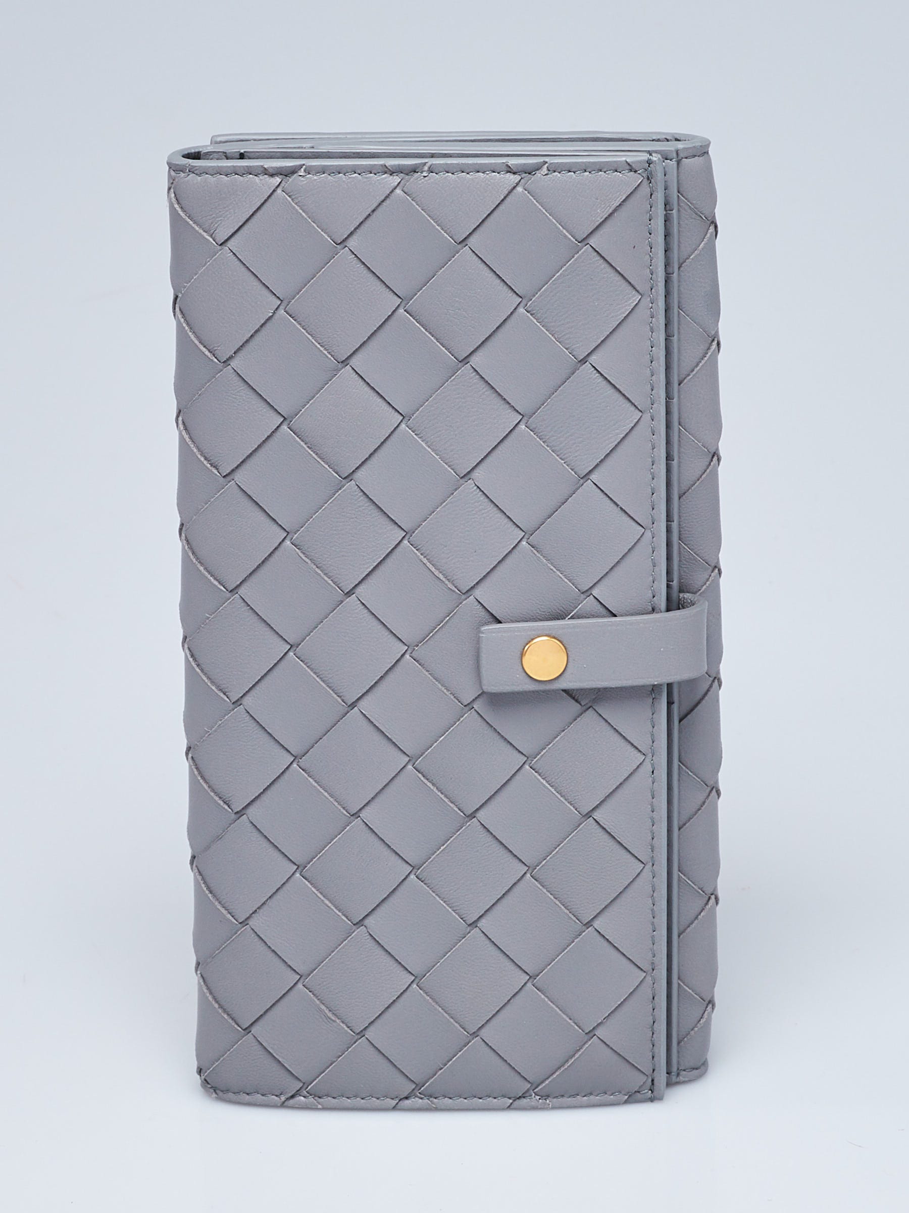 Bottega Veneta Concrete Large Intrecciato Woven Leather Continental French Purse Wallet