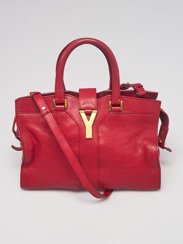 Yves Saint Laurent Red Calfskin Leather Small Cabas ChYc Bag