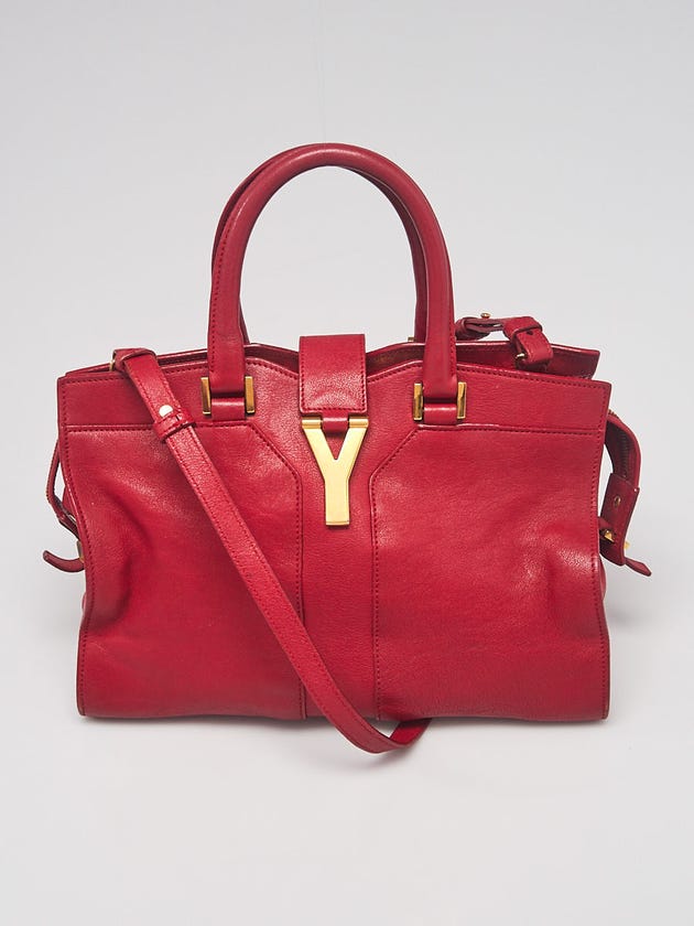 Yves Saint Laurent Red Calfskin Leather Small Cabas ChYc Bag