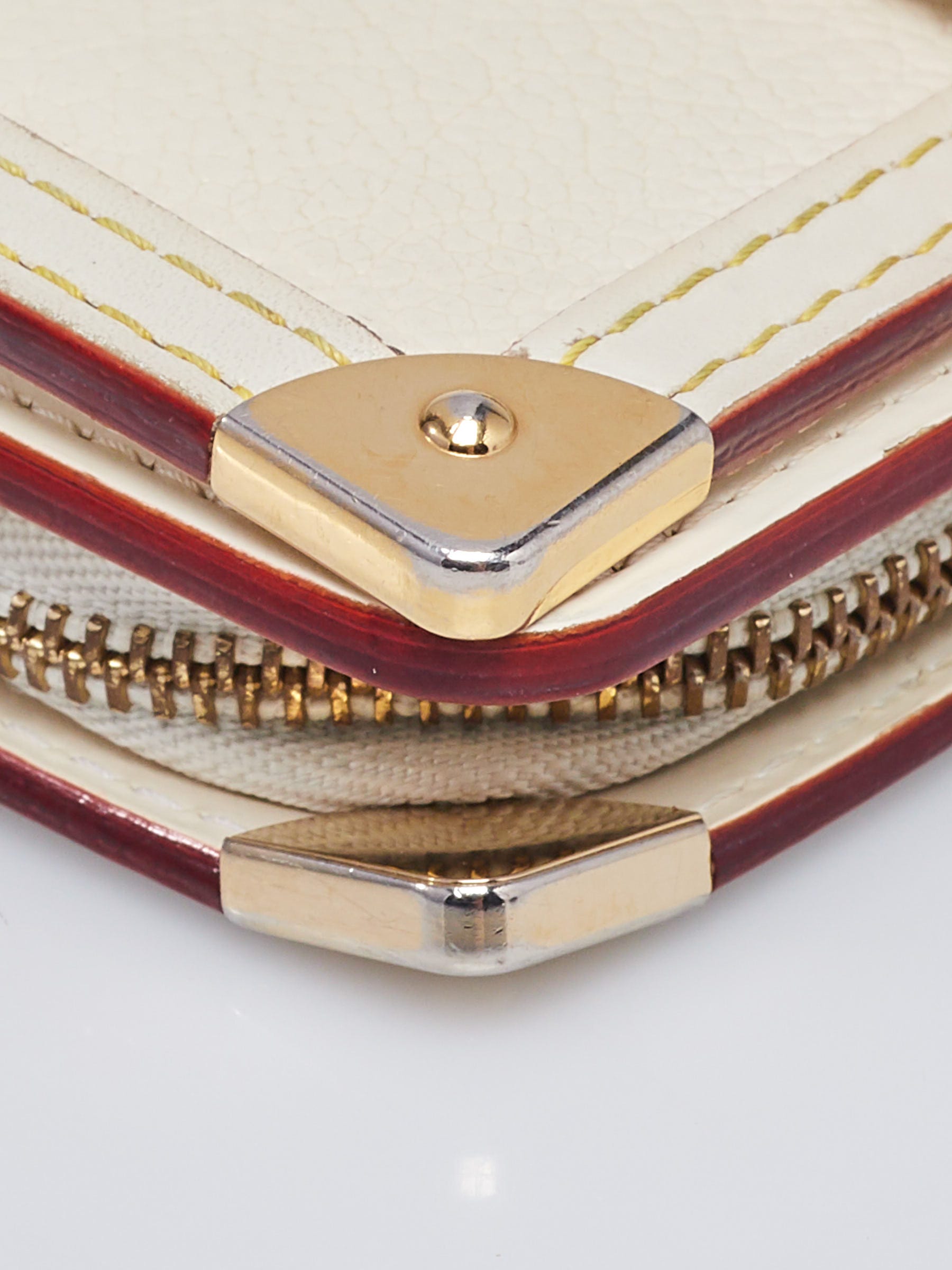 Louis Vuitton White Suhali Compact Zippy Wallet - Yoogi's Closet